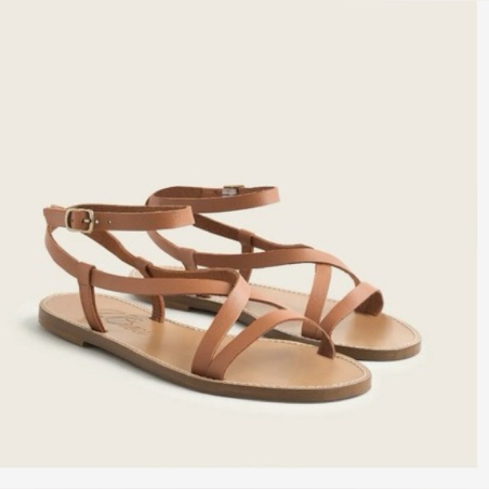 J. Crew timeless Italian Leather Strappy Ankle Strap Sandals